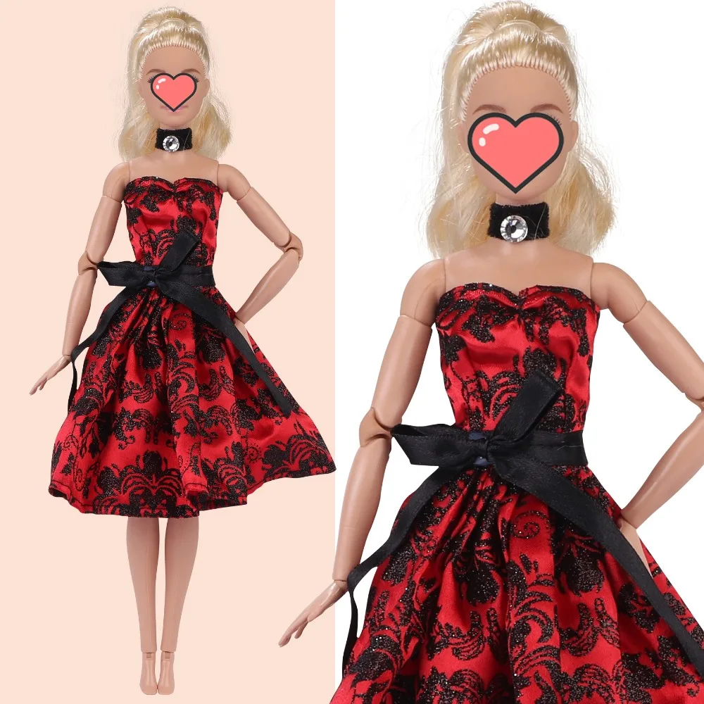 Doll Clothes Doll Clothes Princess Dress 1/6 Doll Princess Dress 30Cm Doll Clothes Red Plush Embroidery Doll Accessories