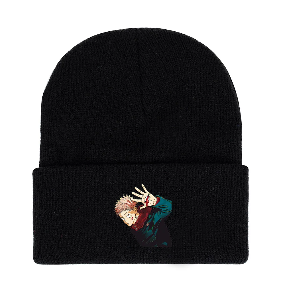 Anime Figure Cosplay Caps Cartoon Gojo Satoru Toy Boys Girl Elastic Black Knitted Winter Warm Hats