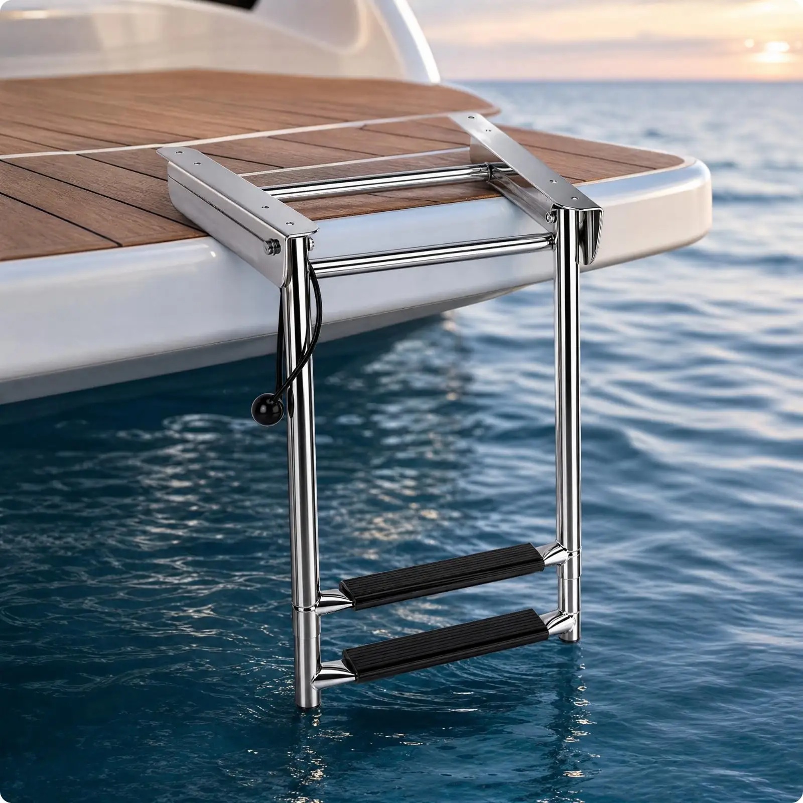 Portable Folding Boat Ladder Stainless Steel Marine Boarding Steps for Yacht Deck Kayak Inflatable Boat Accessories