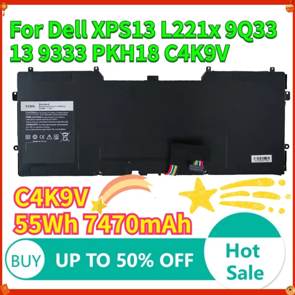 

Laptop Battery For Dell xps 12 L221X 13 9333 9Q33 L321X L322X Replacement Y9N00 C4K9V 55Wh 7470mAh