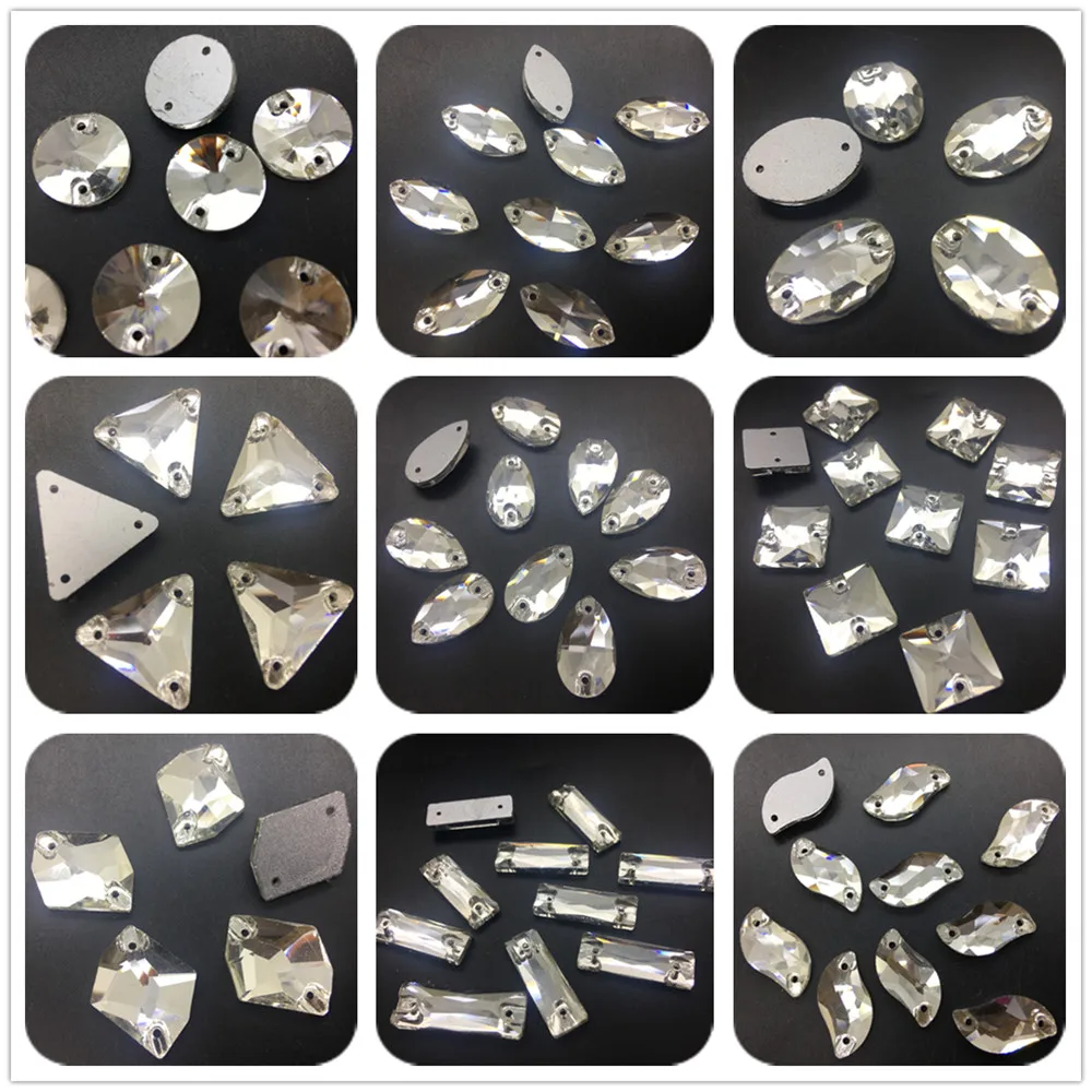TopStone الأشكال الغنية كريستال واضح لون الزجاج الخياطة حجر الراين فلاتباك خياطة على الحجارة ستراس للملابس والاكسسوارات الأحذية #1