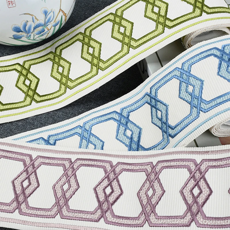 

1M Embroidery Ribbon 8.2cm Width Lace Trim Sewing Needlework Decor Accessories DIY Dress Curtains Pillow Crafts Material