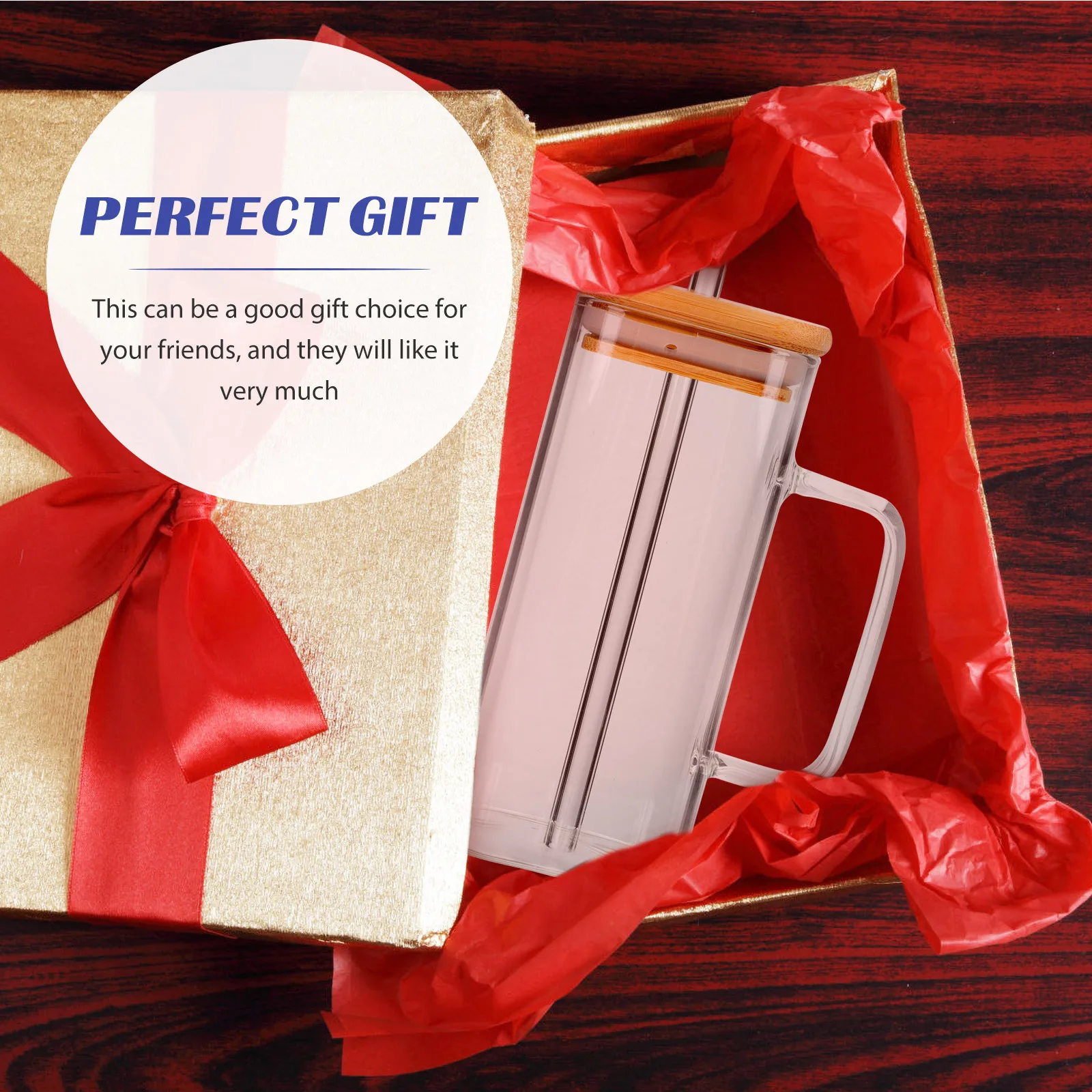 

Glass Square Mouth Cup Heat Resistant Clear Bamboo Lid Straw Water Beer Beverage Cup Water Bottles Cute