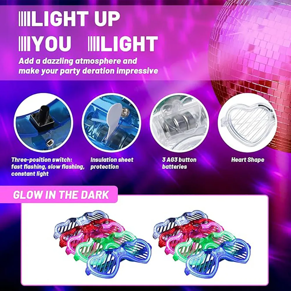 5/10/15/20/30 قطعة Led النيون نظارات الحفلات تضيء النظارات الشمسية توهج في الظلام نظارات للأطفال الكبار لوازم الحفلات
