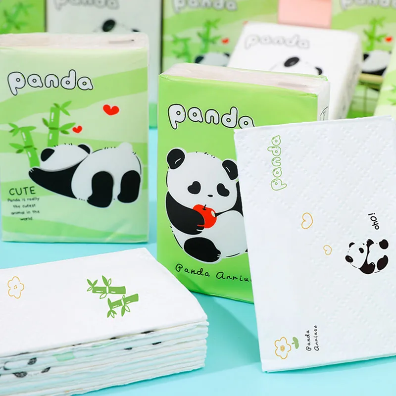 Fashion Panda Small Packet Tissue Facial Tissue Portable Printed Tissue Paper 9 Packs 1 Sheet With 3 Layers Virgin Wood Pulp