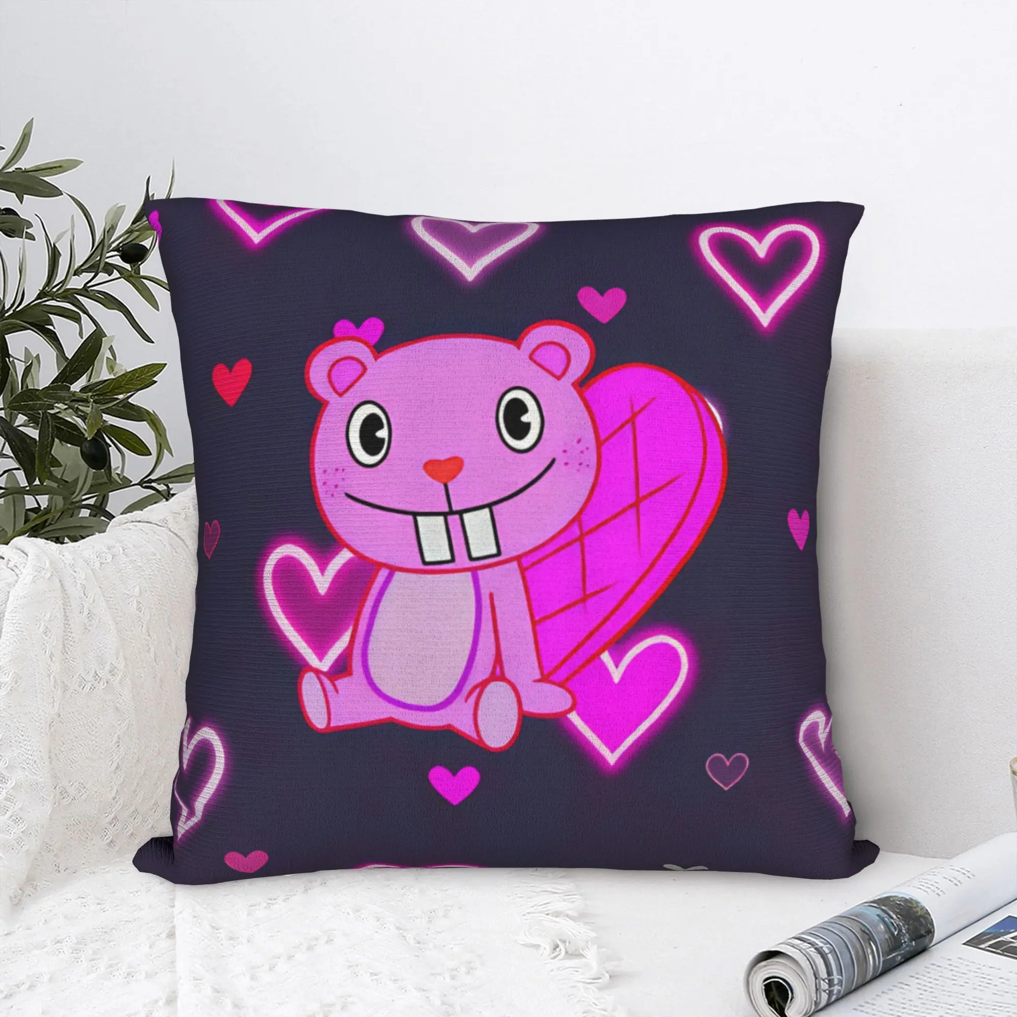 Cartoon H-Happy Tree F-Friends Pillowcases  Cute Funny Pillow Case For Sofa Couch Bed Living Room Custom Pillow Cover