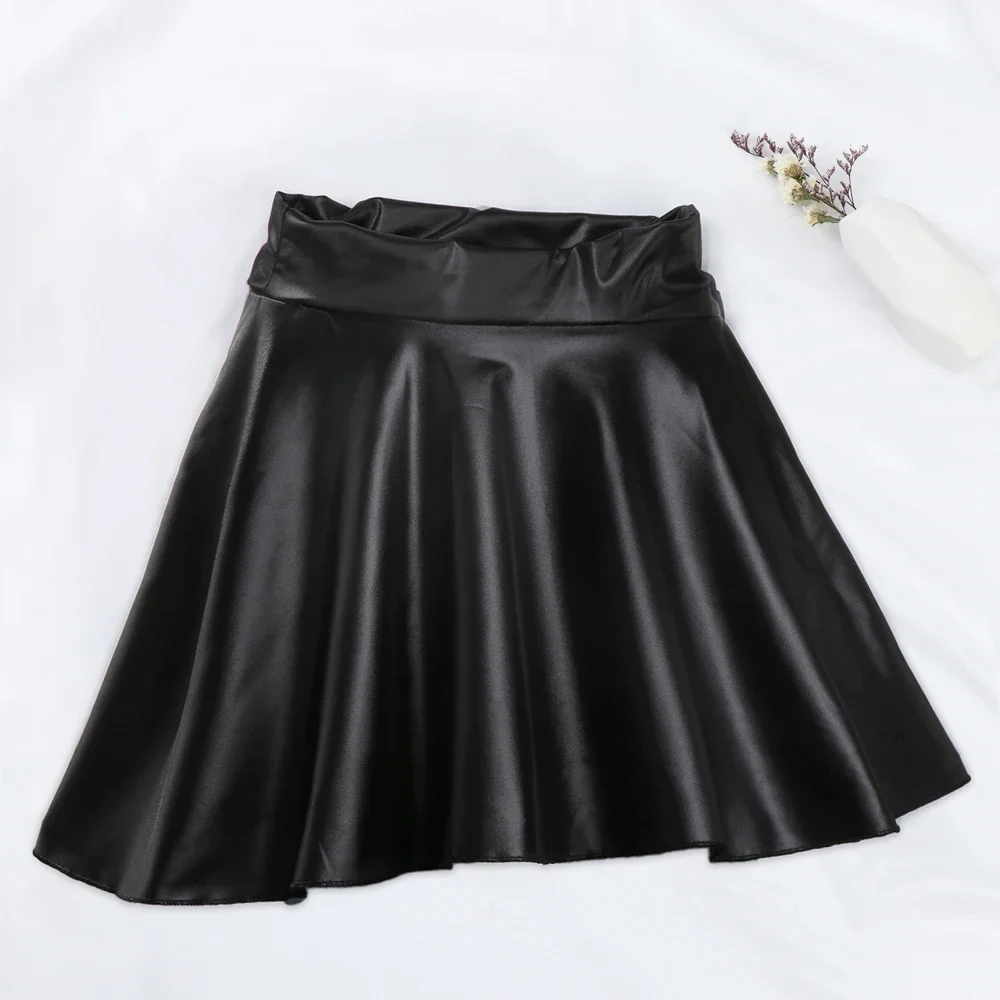 Women Faux Leather Skirts High Waist Elastic Mini Short Skirt Multipurpose For Skater Work Nightclub