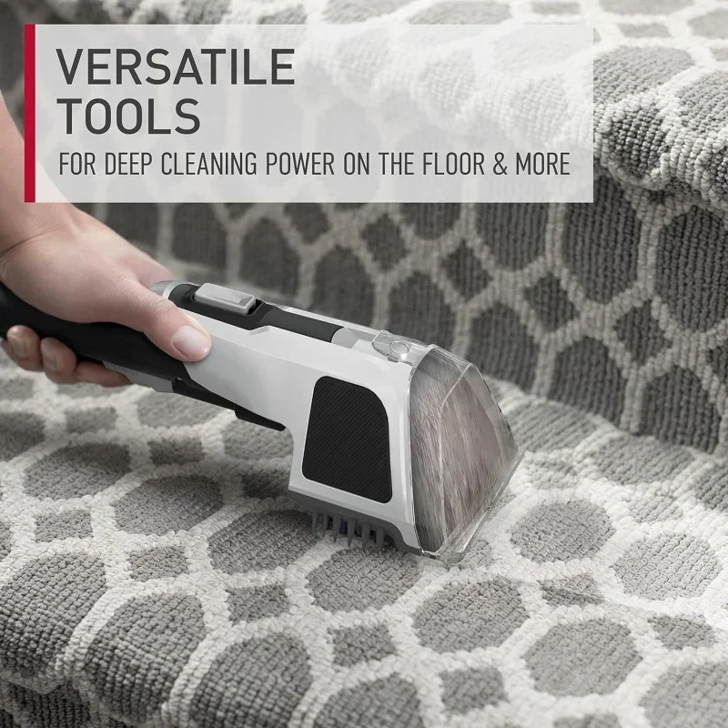 QWHoovvers Powerscrub XL เครื่องทําความสะอาดพรมสําหรับสัตว์เลี้ยง,เครื่องแชมพูแบบตรง,FH68050,สีดํา