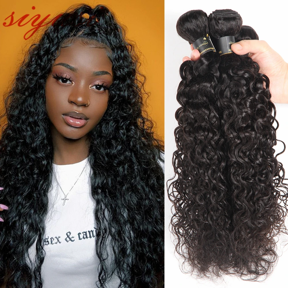 Wasser Welle Menschliches Haar Bundles Natürliche Schwarze Peruanische Haar Welle 1/3/4 Bundles Remy Wasser Welle Haar Extensions Keine Verwicklung 8 "-28"