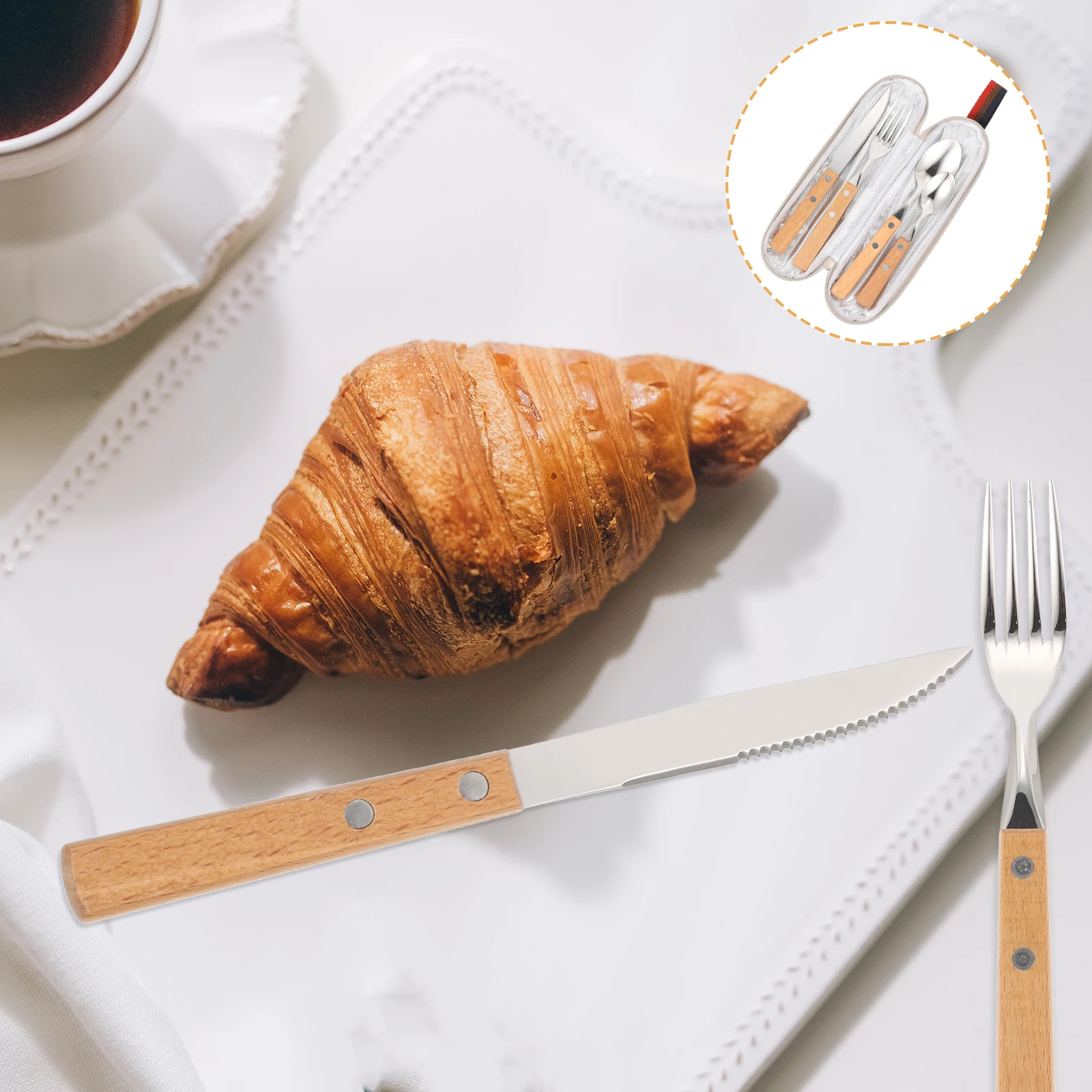 

Stainless Steel Kitchen Cutlery Kit Portable Fork Spoon Set for Work Lunch Travel Reusable Portable Utensils Set