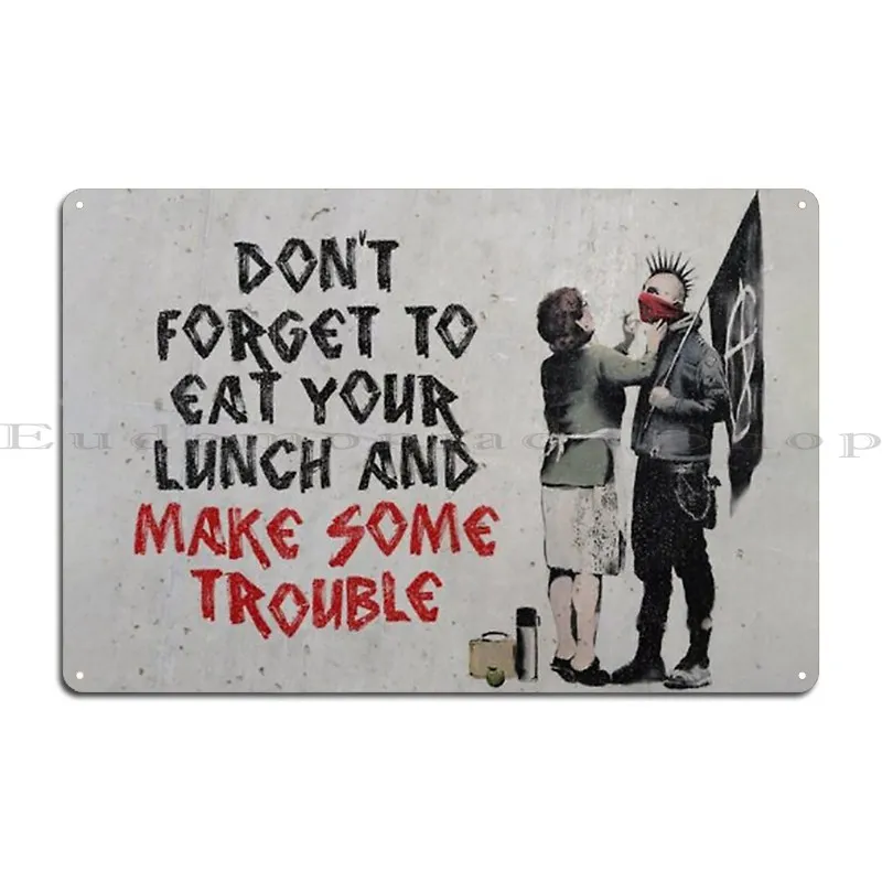 Banksy Anarchist Metal Signs Pub Funny Create Mural Wall Mural Tin Sign Poster