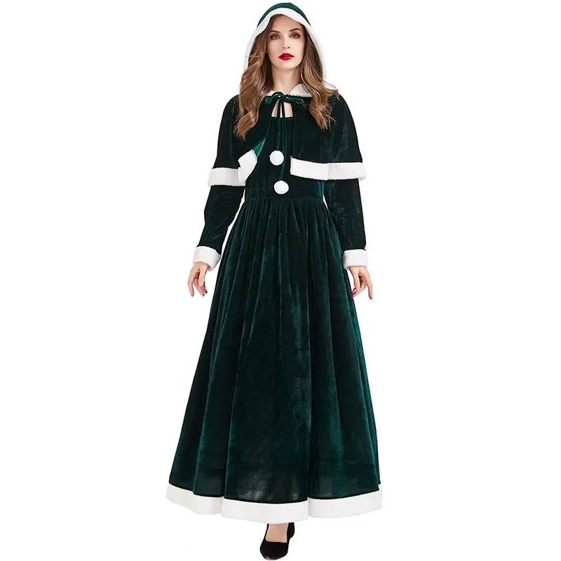 Robe Longue de Noël à Capuche Femme – Rouge ou Verte – photo 8