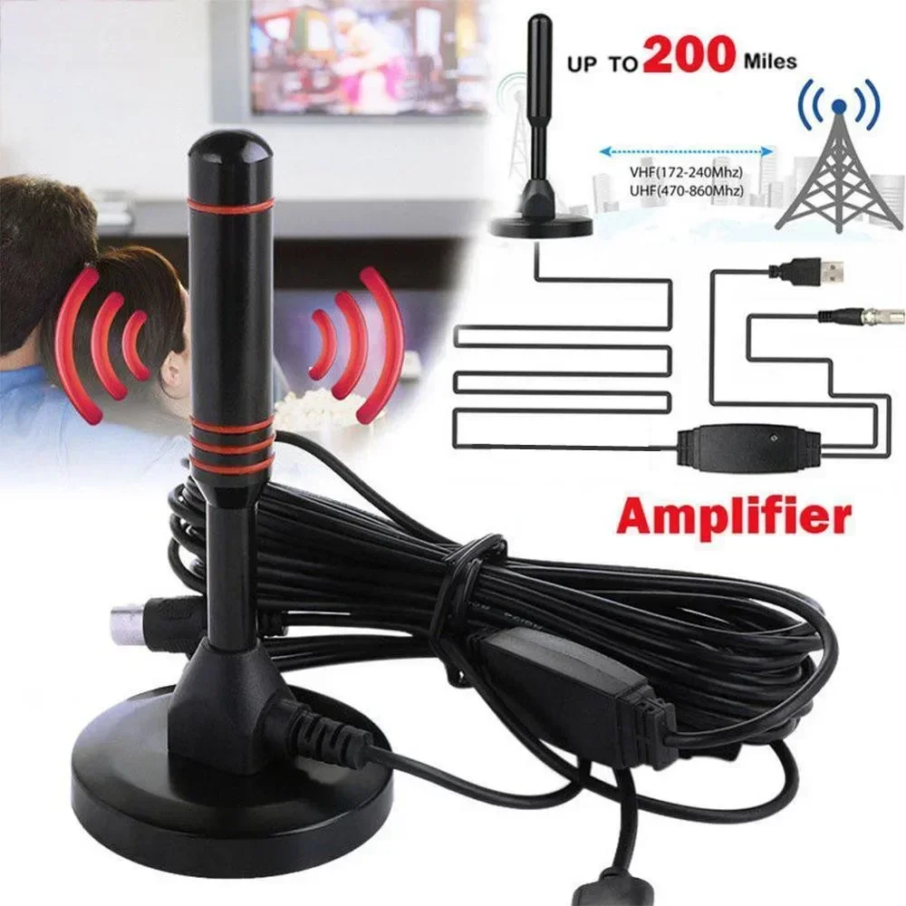

HD Digital TV Antenna Indoor Amplified dab antenna 200 Miles Ultra HDTV With Amplifier VHF/UHF Quick Response Outdoor Aerial Set
