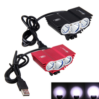 Waterproof 3XLED Bicycle Light Front Bike Head Light with USB Line Night Cycling Lamp 5V  Headlamp Only Lamp No Battery