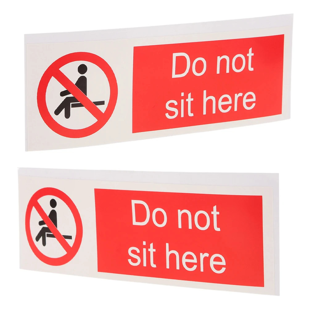 

2 Pcs Stickers Selfadhesive 150x50mm No Sitting Safety Signs Bathroom Door Sign for Office School Hotel Material