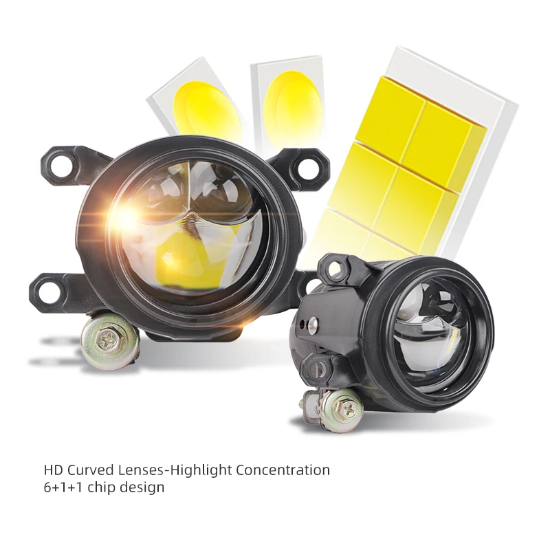 2.0 Inch Dual Laser Fog Light For Toyota Car Headlight Bi Led Lenses Mini Projector Yellow Light Waterproof 12V LED