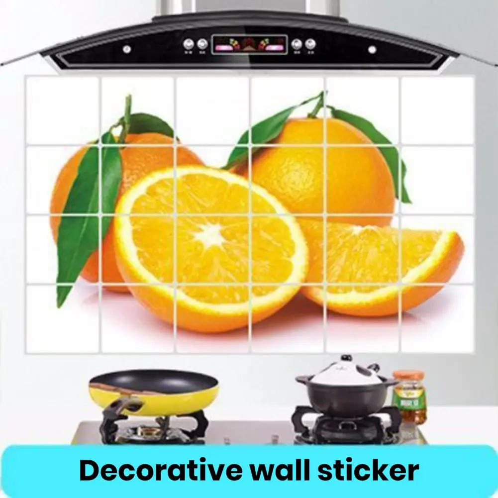 

90*60cm Oil-proof Wall Sticker Flower Vegetable Fruit Dolphin Self-adhesive Heat Resistant Bathroom Kitchen Wall Art Decal Decor