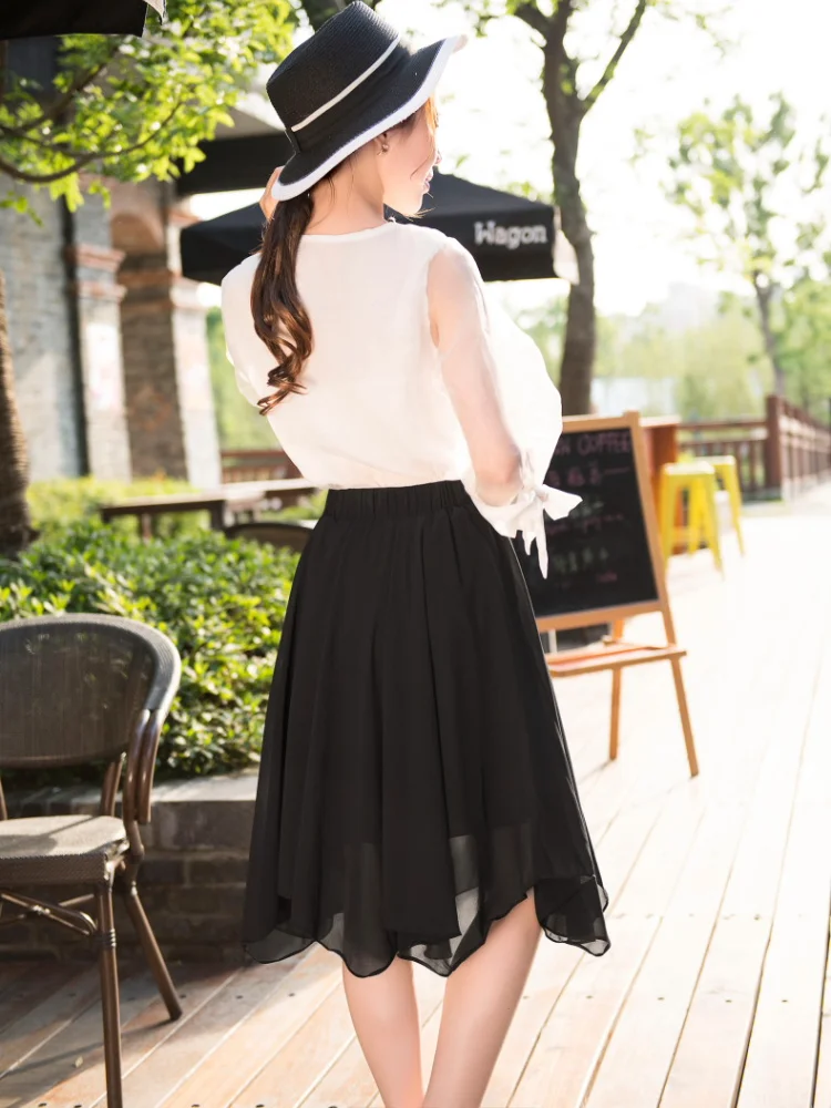Female Skirts Irregular Elastic Waist Midi Women's Skirt Modest New in Vintage Korean Fashion 2025 Trend Cheap Casual Y2k V
