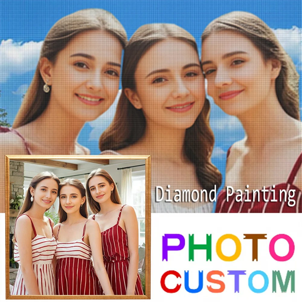HUACAN Benutzerdefiniertes Foto voller Diamantmalerei Kunstbausatz Benutzerdefinierte Fotos des Freundes Diamantmosaik Wohnzimmer Wanddekoration