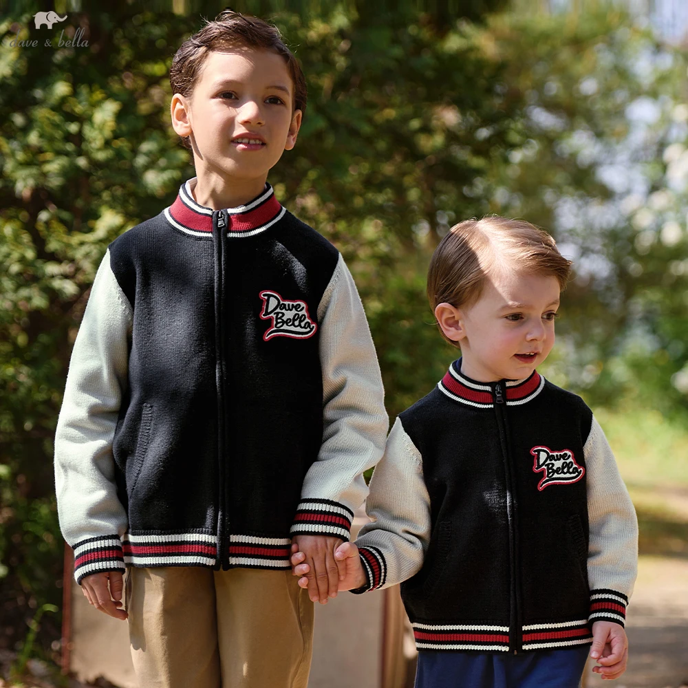 Dave Bella Boys Knitted Cardigan Coats Autumn Spring Long Sleeves Sweaters Gentle Children Party Clothes DB3262674