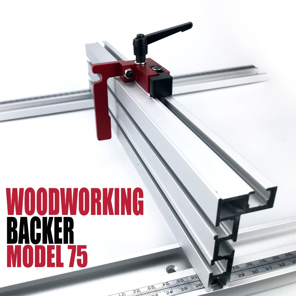 1Pc 400MM Aluminium Profile Fence 75 Type Woodworking Backer Model T-tracks and Sliding Brackets Miter Gauge Fence Connector