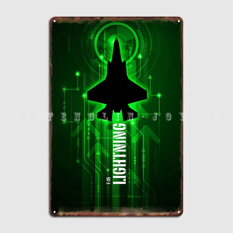 F-35 Lightning Digital Aviation Art Work Metal Sign Cinema Living Room Club Bar Retro Wall Decor Tin Sign Poster