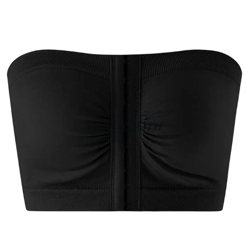 Women's Support Everyday Bandeau Bra Full Coverage Design Front Closure Tube Top Y1AC