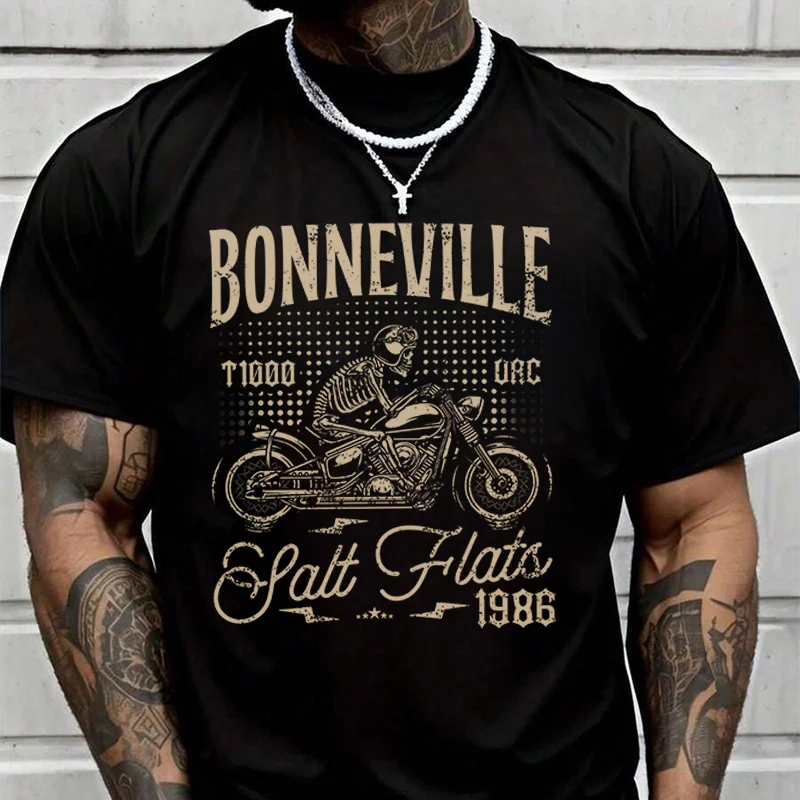 

Мужская модная футболка Bonneville Salt Flats Motorcycle Racing Biker Birthday 1986, повседневные модные футболки для лета, топы