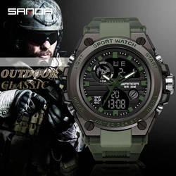 SANDA-reloj Digital para hombre, pulsera electrónica resistente al agua, estilo militar, deportivo, 739G