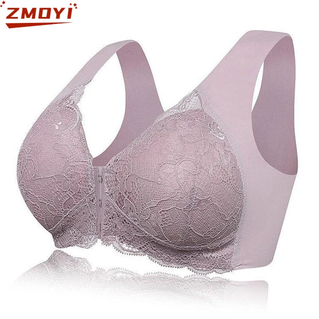 Besar Besar Ukuran Besar Gesper Depan Tanpa Cincin Baja Bra Pakaian Dalam Tanpa Tali Wanita Renda U-back Menyusui 4XL 5XL Dropshipping