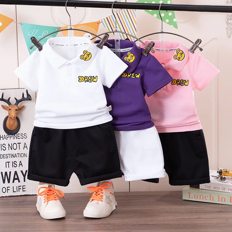 

Boys Polo Shirts Clothes Sets Summer 2024 Children T-shirts Shorts 2pcs Casual Suit For Baby Tracksuits Kids Jogging Outfits 6Y