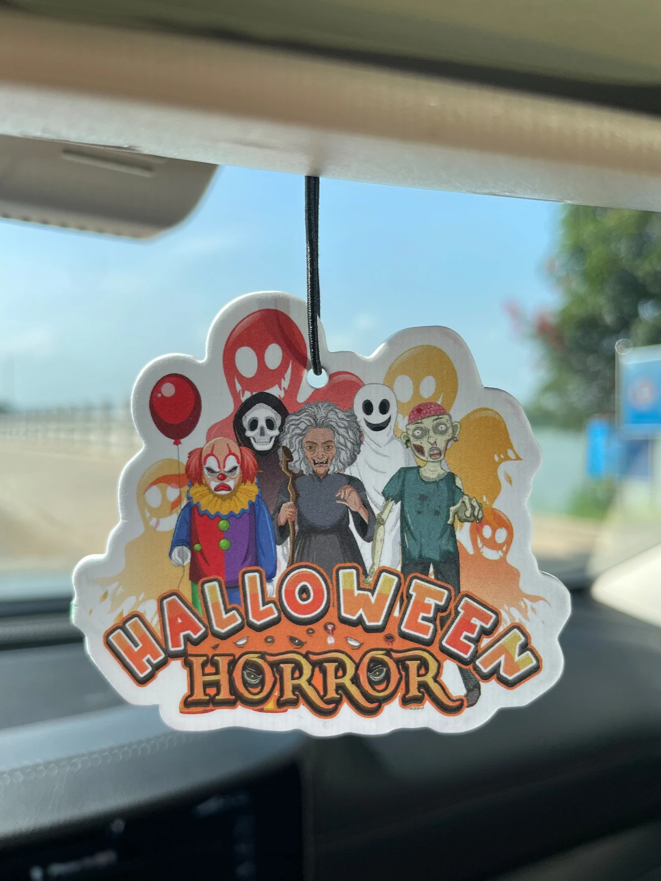 Halloween Horror Character Collection Hanging Car Air Freshener, Natural Plant Extract Alcohol‑Free Scented Paper Card, Long Las