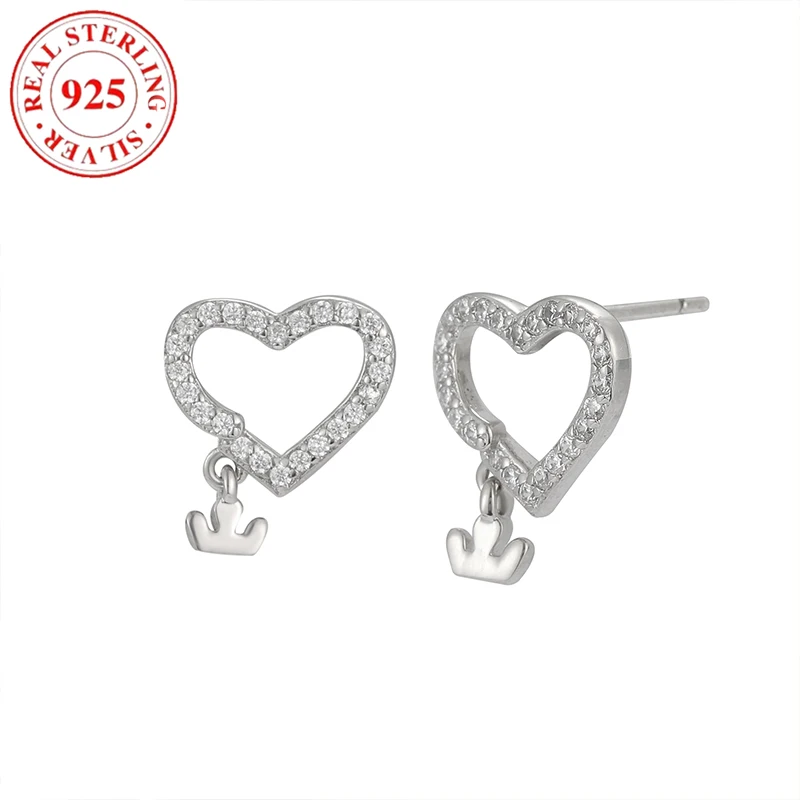 

925 sterling silver with diamonds love crown women's earrings hypoallergenic women's jewelry suitable for gifts