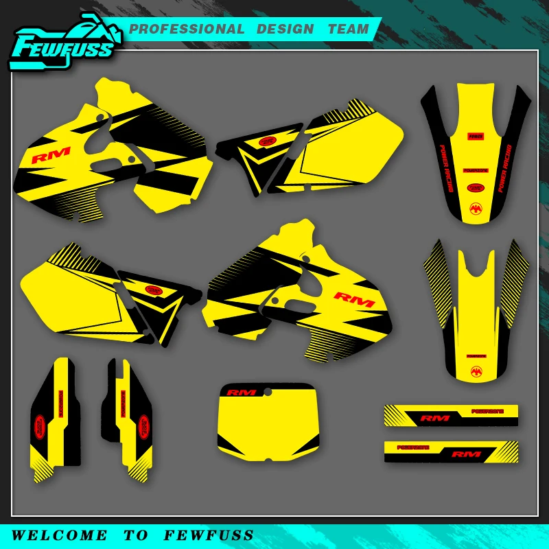 

Fewfuss For SUZUKI RM125 RM250 RM 125 RM 250 1999 2000 Motorcycle Graphics Decals Stickers Background Custom Number Name