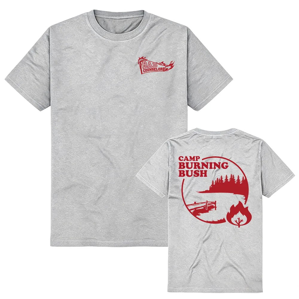 Camp Burning Bush Tees Film Bad Counselors Design Print T-shirt Unisex Streetwear Cotton Short Sleeve Summer Women Tshirts Tops