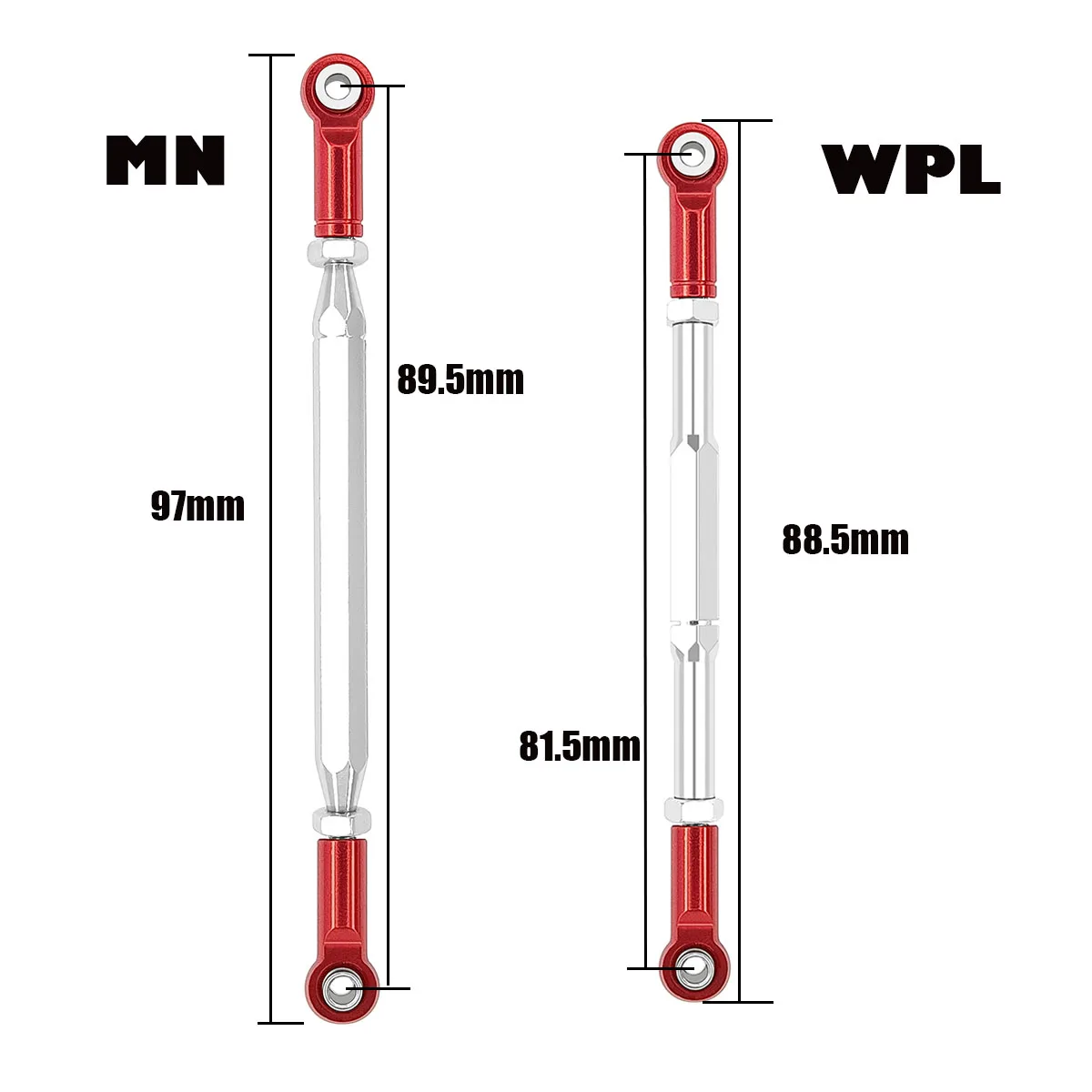 Metal Adjustable Steering Linkage Servo Link Pull Rod for 1/16 WPL C14 C24 B14 B24 MN D90 D99 MN-90 FJ-45 1/12 RC Car Crawler