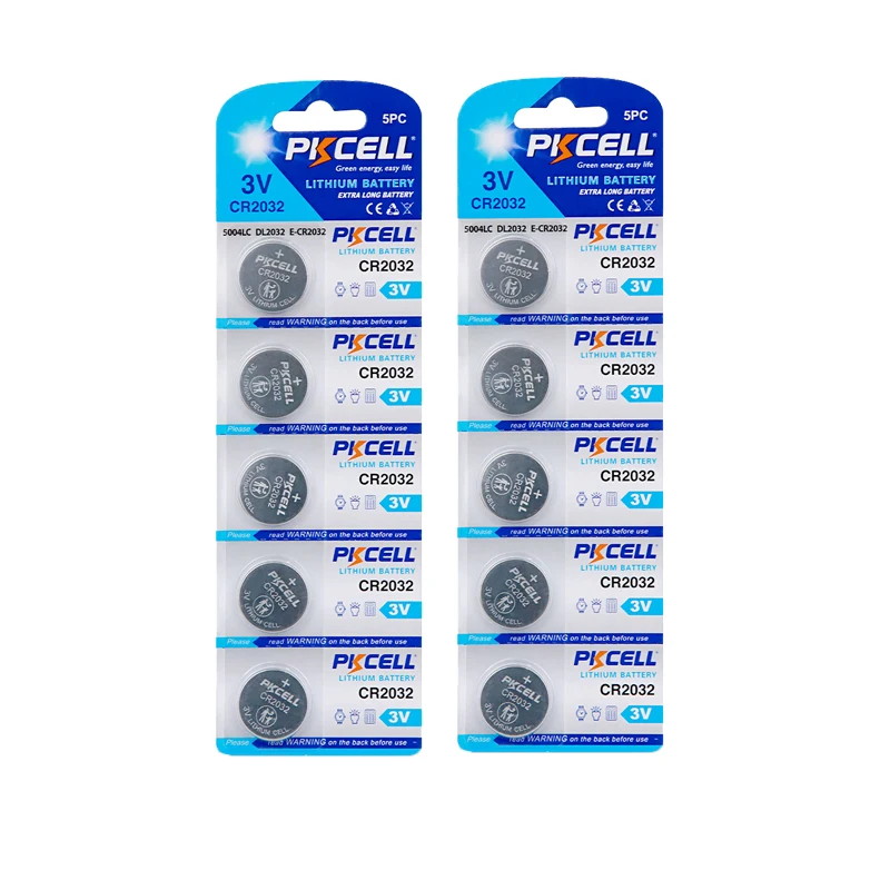 10-200PC PKCELL CR2032 CR 2032 DL2032 ECR2032 Lithium Battery Watch Toy Calculator Car Key Remote Control Button Coin Cells