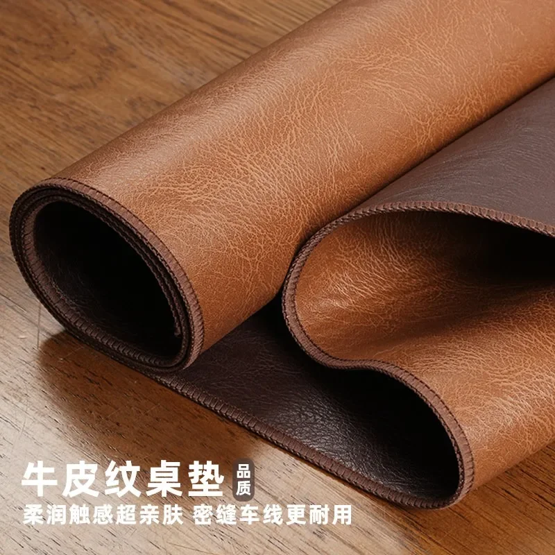 Dual Sided Faux Cowhide Leather Table Mat Waterproof Oilproof Vintage Grain Desk Pad Wood Dining Table Top Guard Std Size Picks