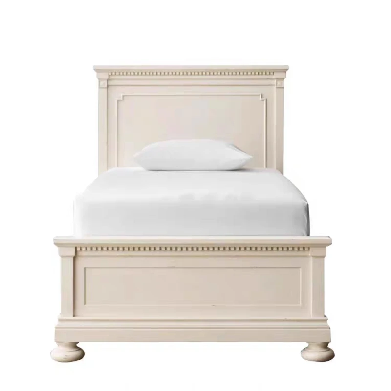 

Американская детская кровать из массива дерева, дубовая кровать, 1,2 метра, белая ретро-маленькая квартира, современная простая односпальная кровать