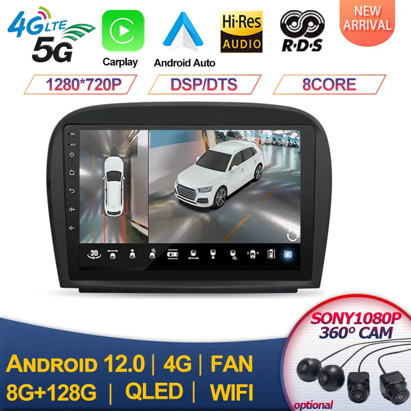 

For Mercedes SL R230 SL350 SL500 SL55 SL600 SL65 2001-2007 Android 13 IPS 9 inch Car GPS Navigation Radio Multimedia Player