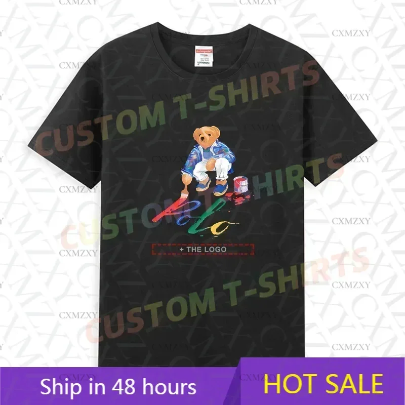 

2025 Men T Shirt Casual Ralphs Harajuku Bear T-shirt Graphic Short Sleeves Summer 100% Cotton Lauren Classic Clothing S-3XL Tee