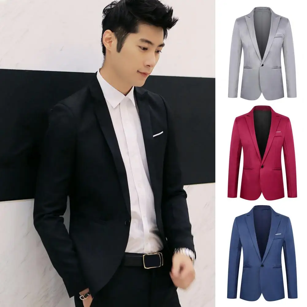 Simple Design Men Suit Jacket Elegant Men's Slim Fit Business for Wedding Office Evening Party Single Button Suit Coat for Men