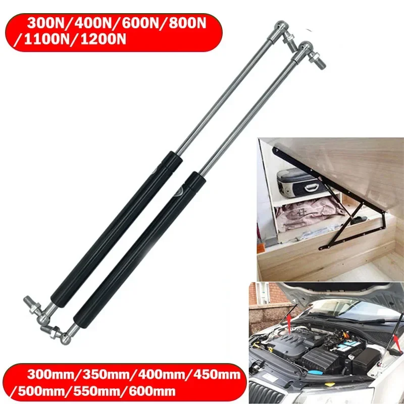 2x Rod Gas Spring Folding Hinge 300N/400N/600N/800N/1100N/1200N Force Lift Support Hole Center Distance 300mm-600mm