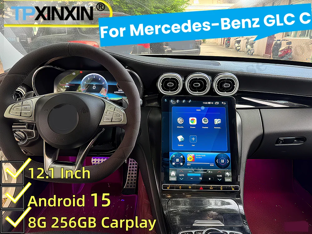 

12.1 Inch 8-Core Android For Mercedes-Benz GLC C 2015~2022 Car Radio Multimedia Auto GPS Navigation Old To New Screen Head Unit