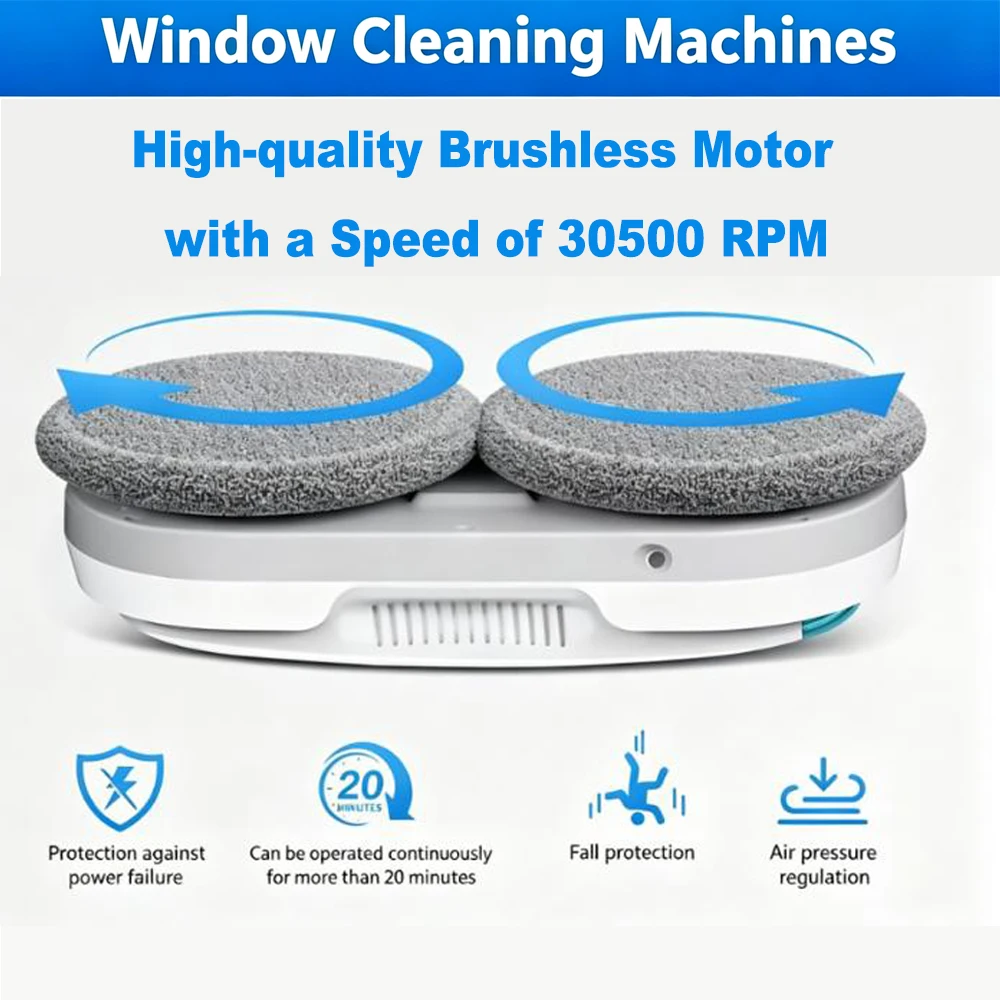 INSE Fensterputzroboter Automatische Wassersprühfunktion mit Bürstenlosem Motor Doppelsprühfunktion Fernbedienung Kantenerkennung Intelligenter Glasreiniger für Zuhause – Detail 5