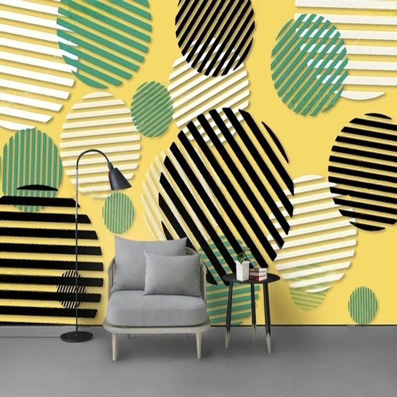 New Modern Contrasting Color Geometric Circle Nordic Minimalist Creative Art Retro Inlay Color Bedroom Cabinet Wall Sticker