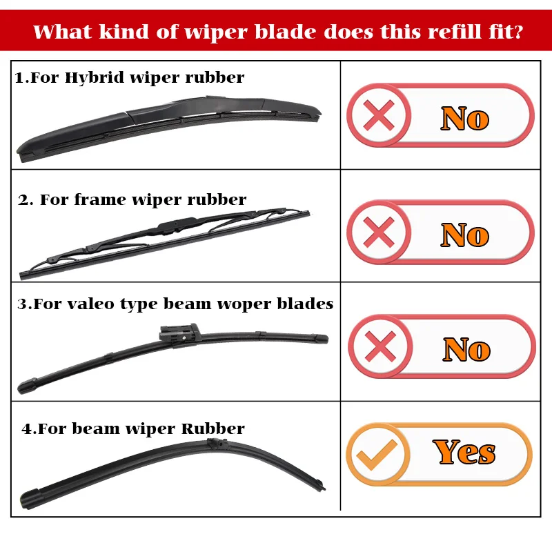 Tiras De Recarga De Silicone Para Limpador De Carro, Gel De Sílica, Bandas De Borracha, Limpadores Sem Moldura, 26 ", 28", 30 ", 32", 6mm, 2Pcs