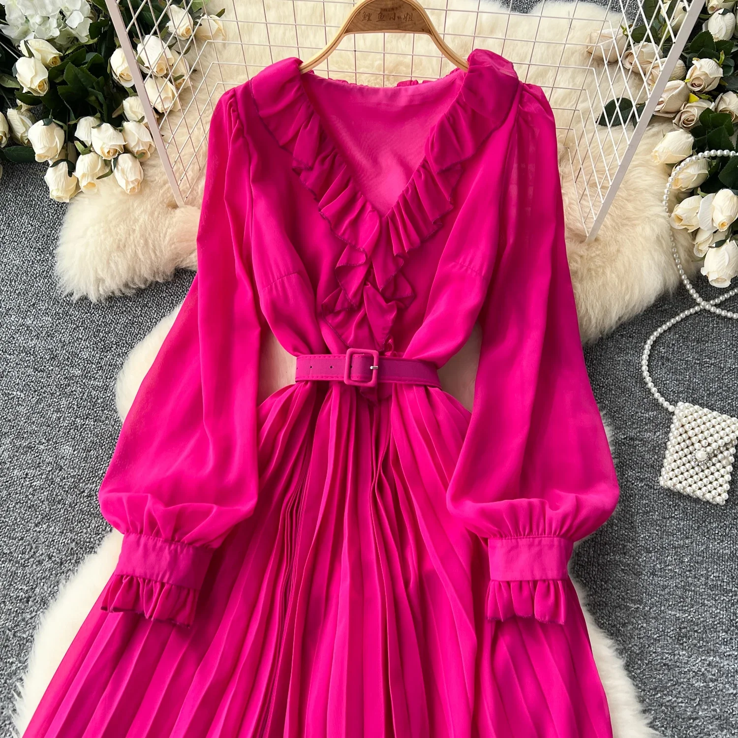 sweet Edible Tree Fungus Dress Lantern Sleeve Beach Vacation Women Korean Fashion Summer chiffon dresses