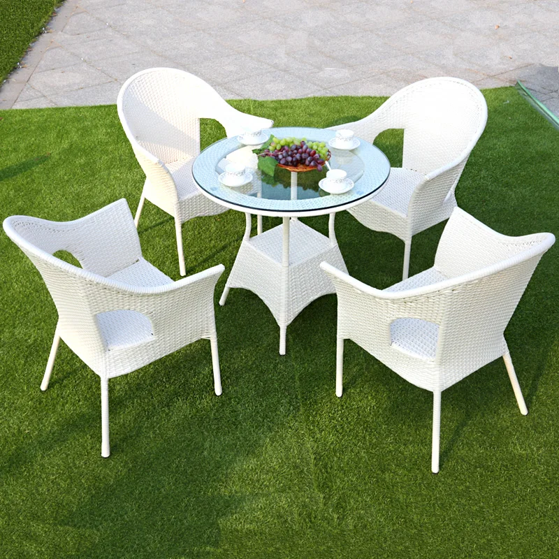 

Balcony three-piece rattan outdoor furniture five-piece set combination handmade rattan tables and chairs