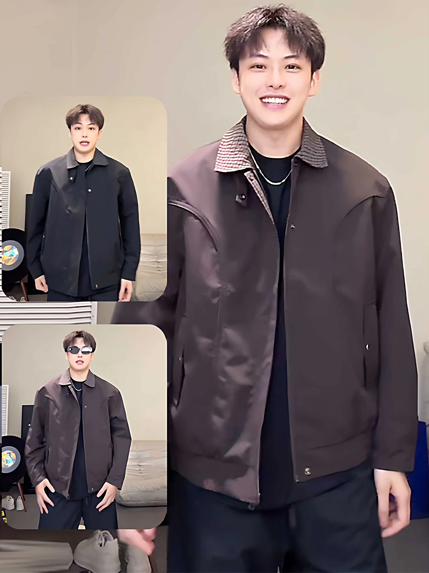 

Youth Casual Collar Jaet Men's Spring Autumn Patchwork American Retro Adstrative Zipper Decorated Polyester Cotton Blend